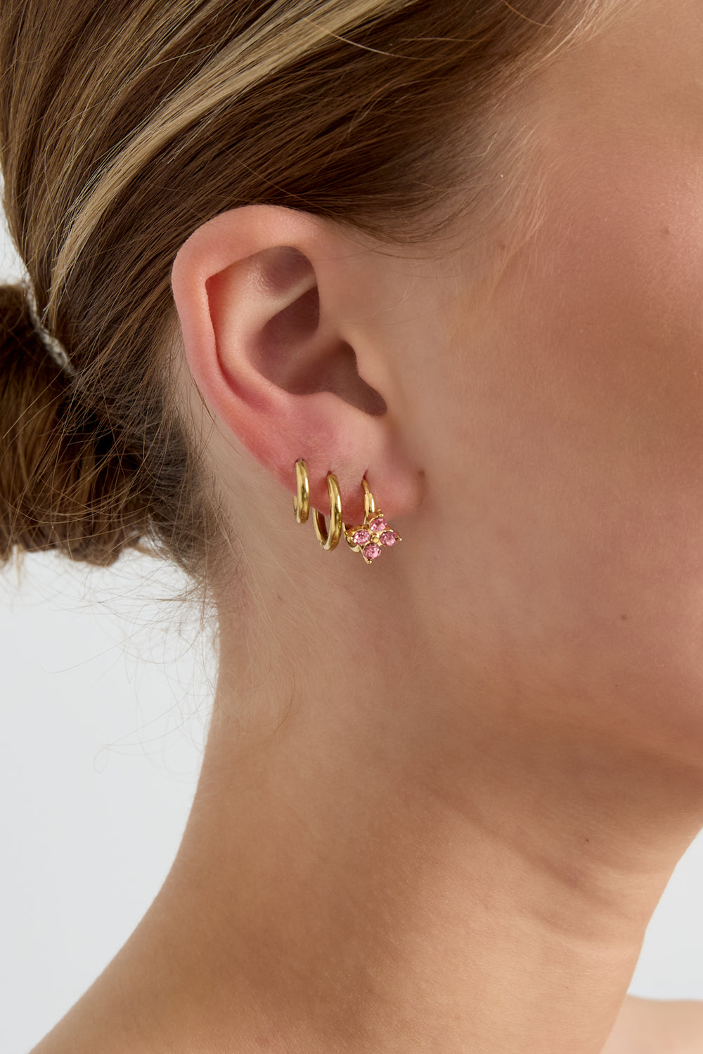 
Floral Rhinestone Hoops