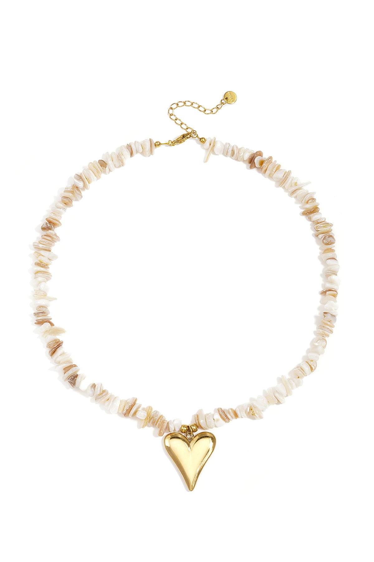 Beaded Heart Necklace — Stainless Steel & Stone — product view 1