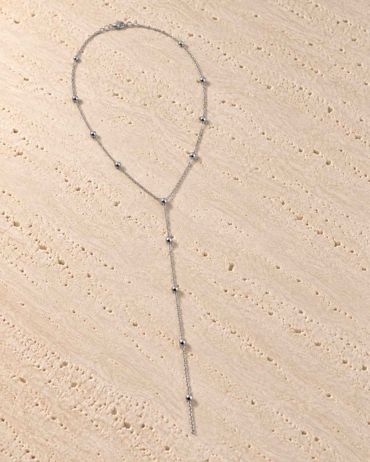 Cascata Beaded Y-Necklace in gepolijst zilverkleur