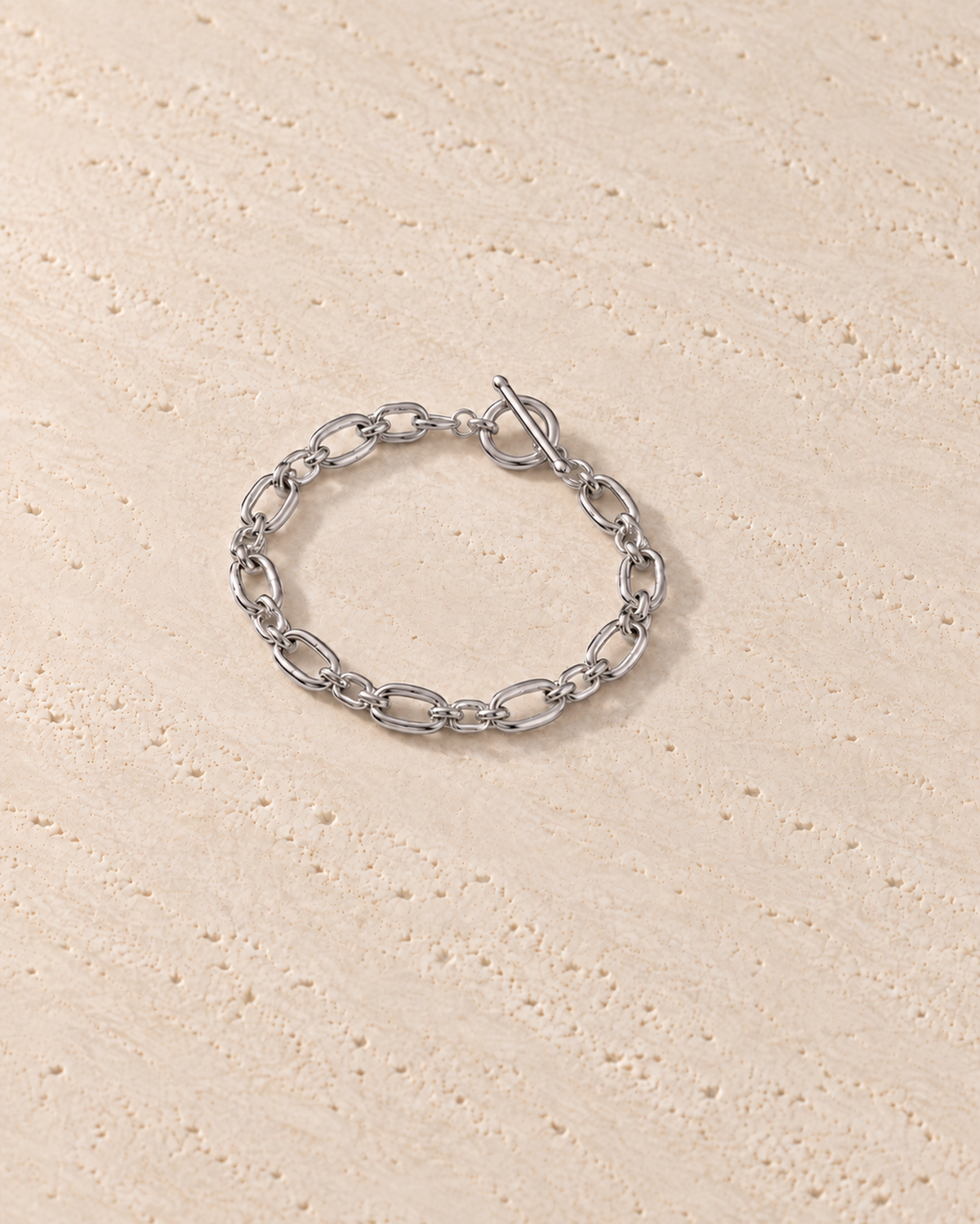Ovale Link Bracelet in gepolijst zilverkleur